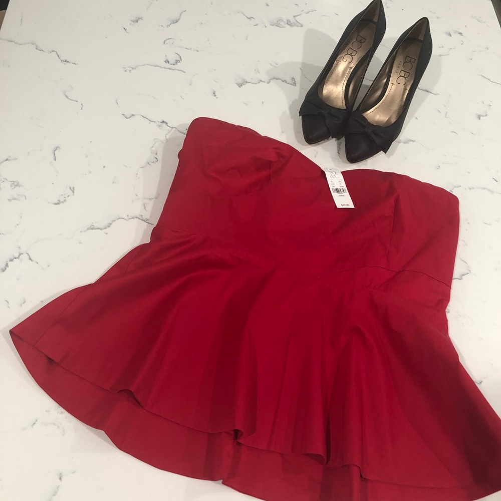 New Red Strapless Peplum New York  & Company NWT